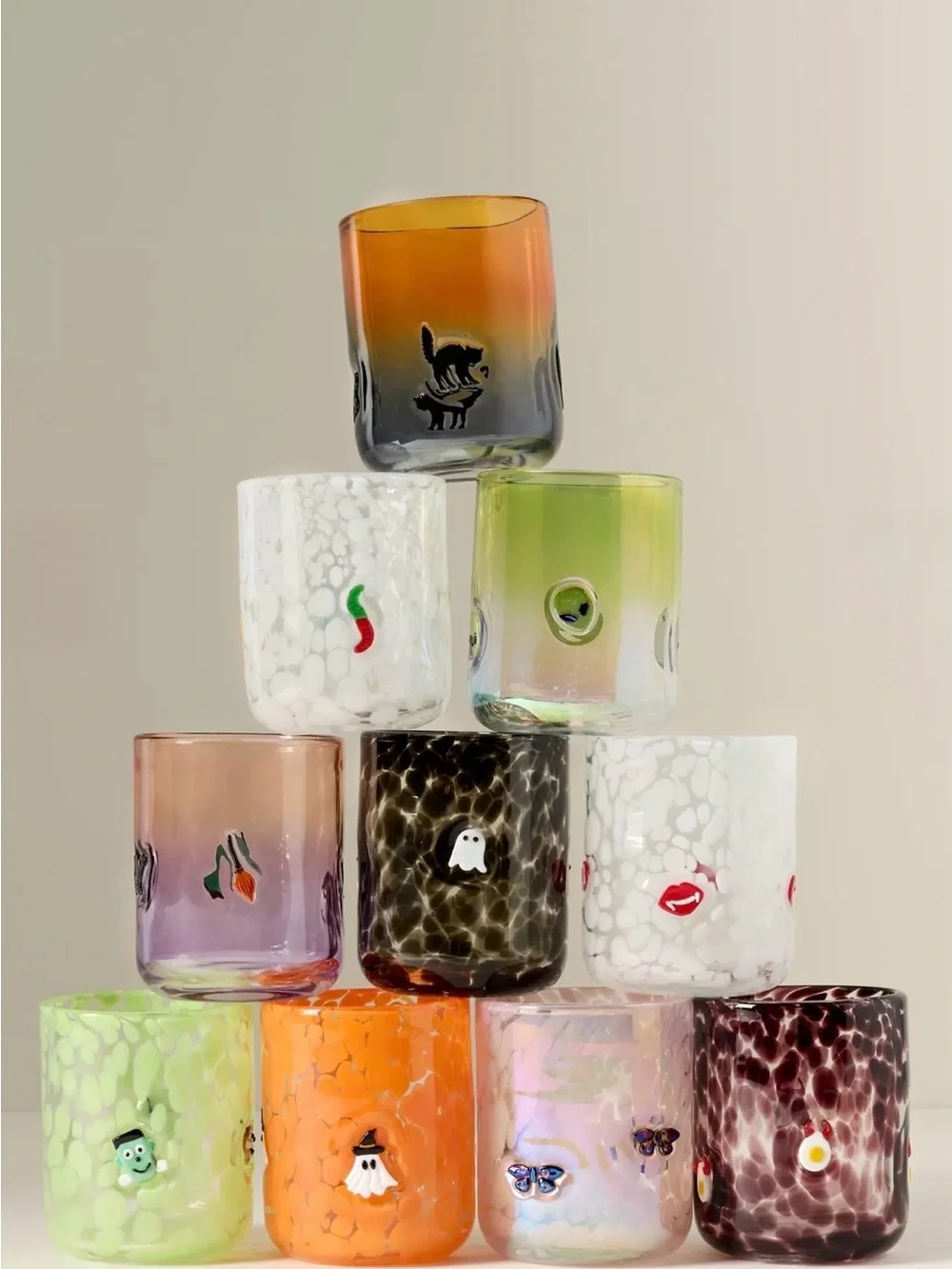 Anthropologie Mystic Halloween Confetti Icon Juice Glass Moth NIB